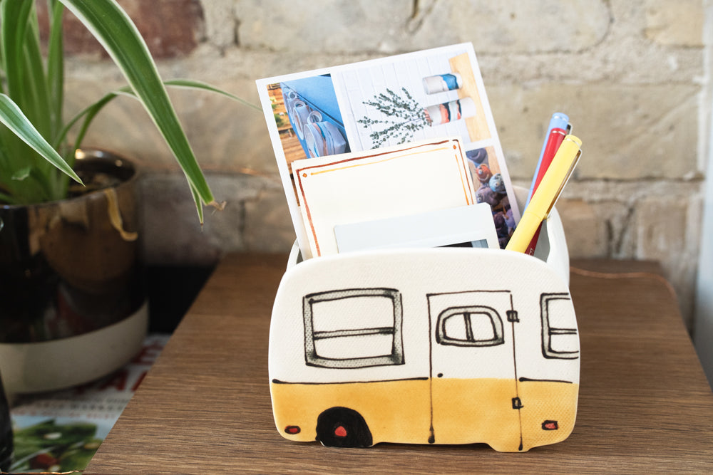 Ceramic Large Planter - Yellow Camper