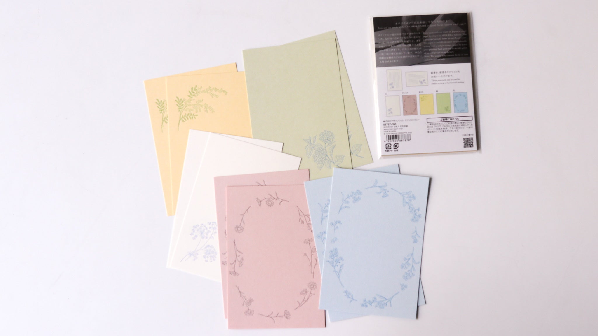Midori Post Card (5 colors) - Floral Color Washi Paper