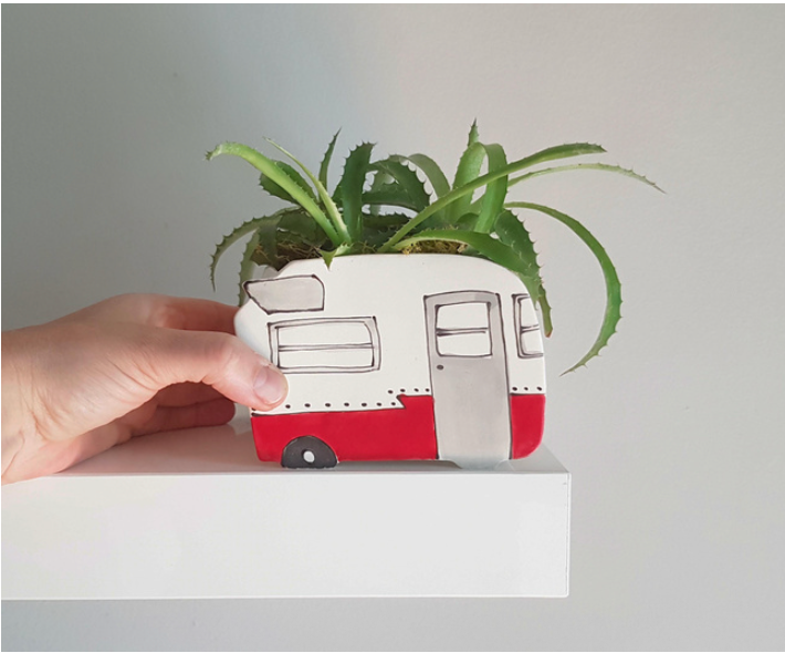 Ceramic Large Planter - Red Camper
