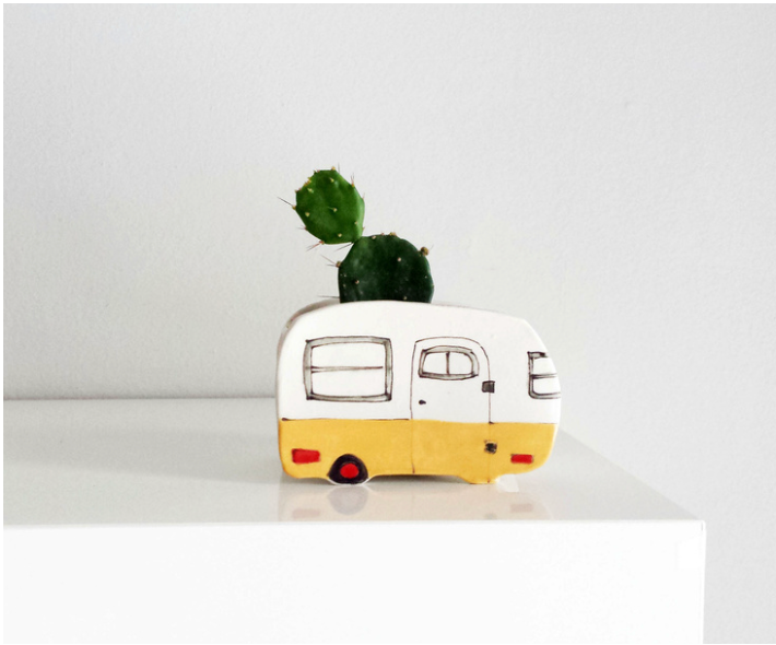 Ceramic Small Planter - Camper
