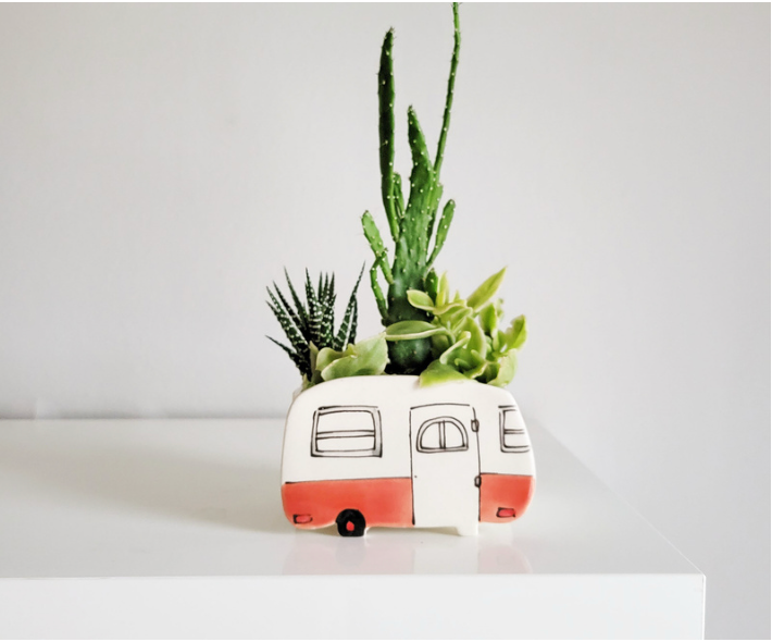 Ceramic Small Planter - Camper