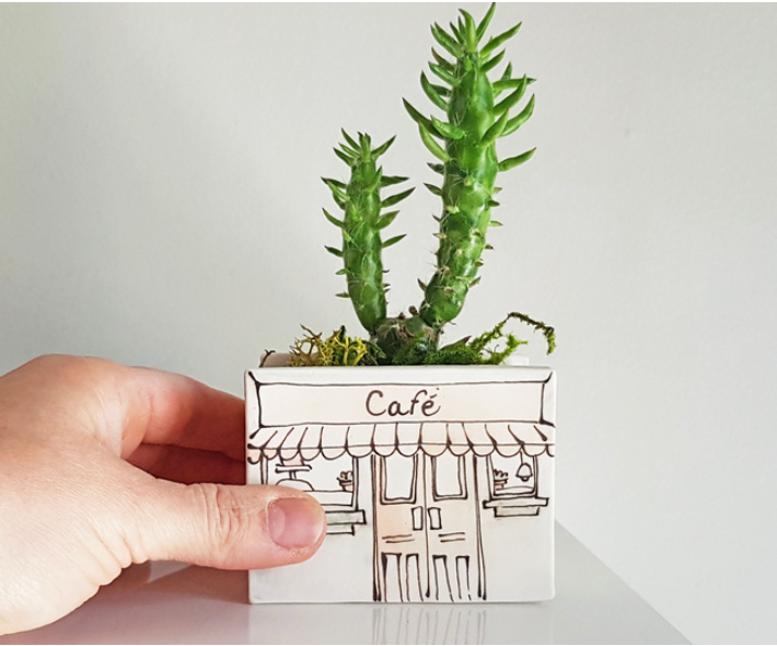 Ceramic Small Planter - Coffee shop