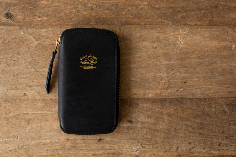 Leather Square Zip Pen Case Matte Black