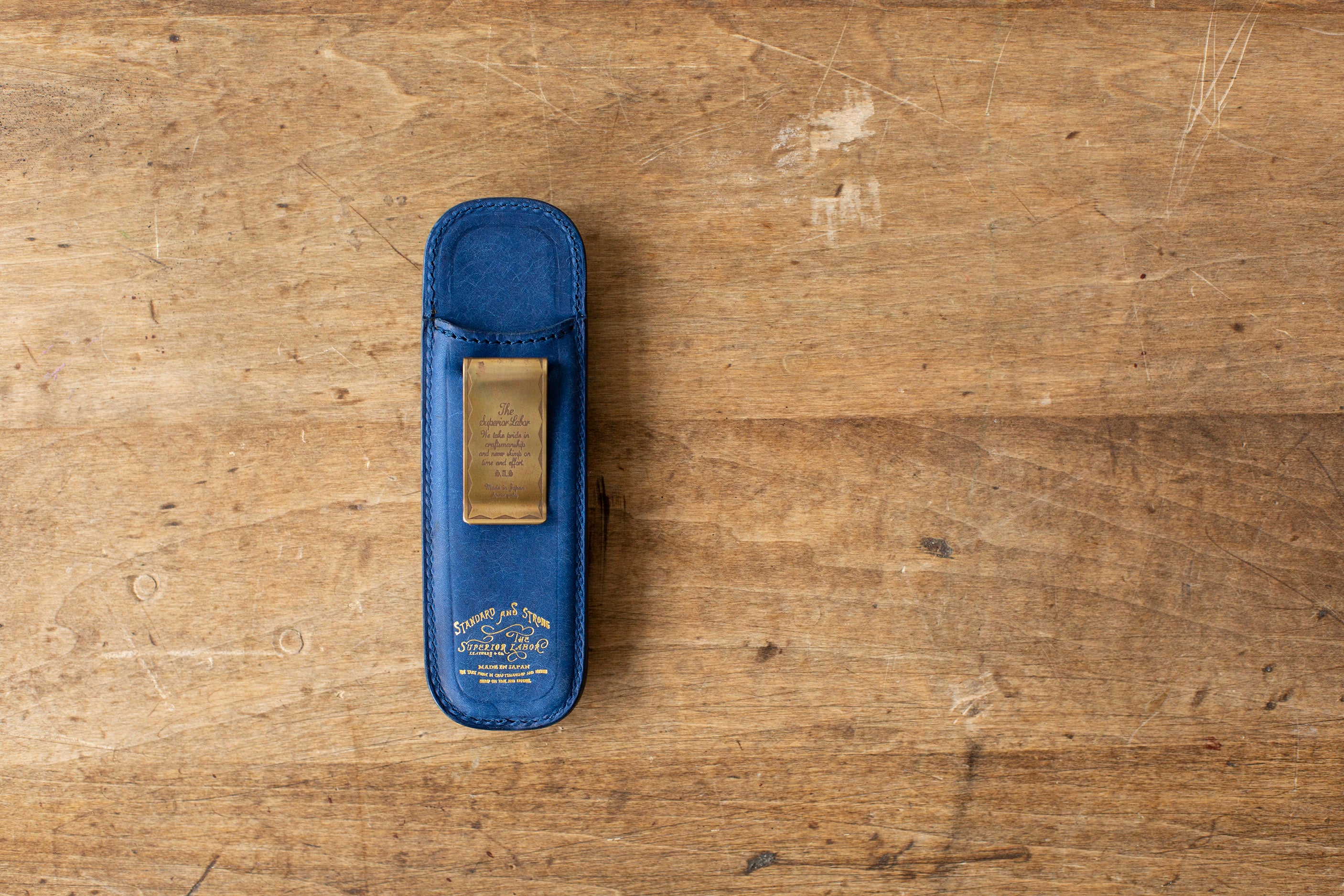 Leather Pen and Comb Holder Blue