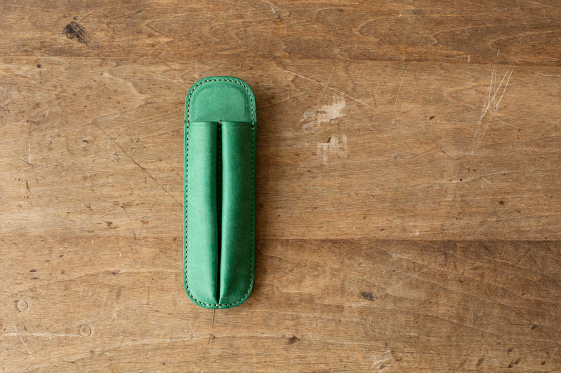 Leather Pen and Comb Holder Green