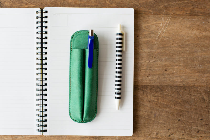 Leather Pen and Comb Holder Green
