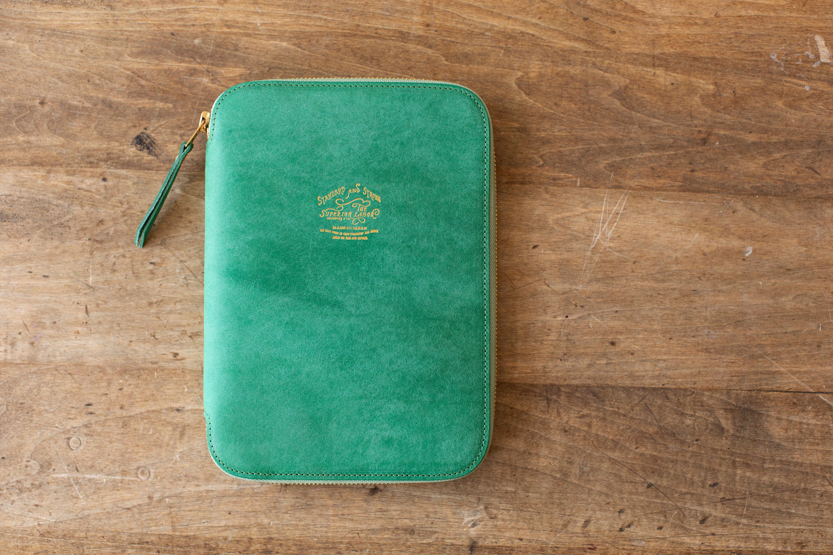 Leather Zip Organizer Green Matte