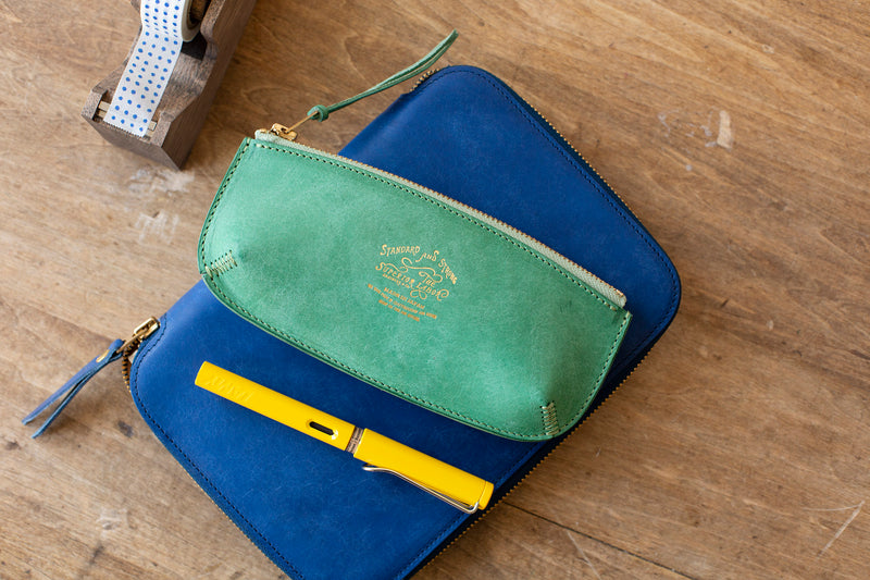 Leather Pen Case Small Matte Green