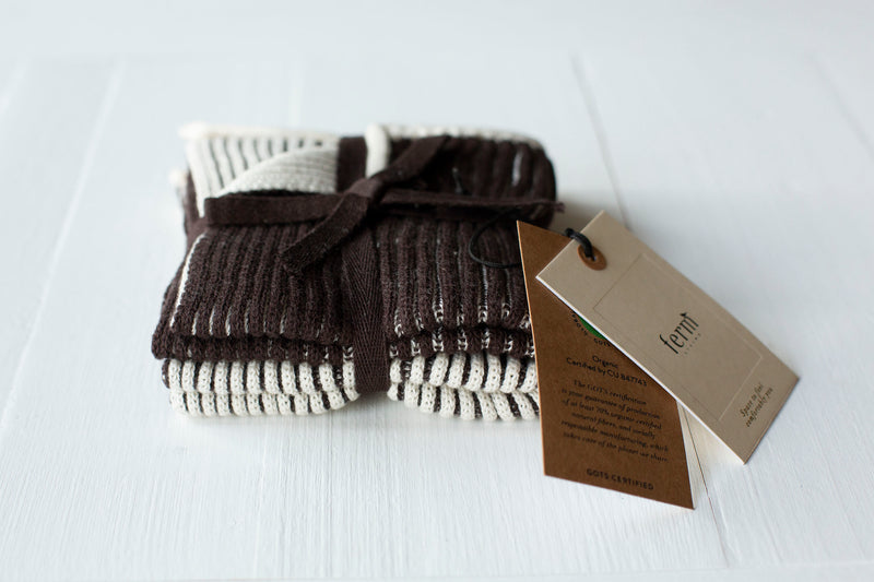 Two-Fold Organic Cloth - Chocolate & Off-White
