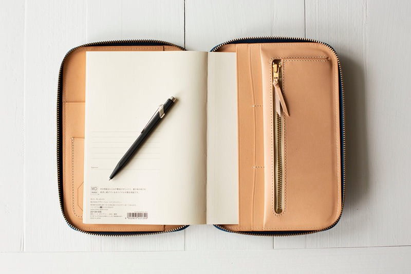 Kurozan Leather Zip Organizer Indigo