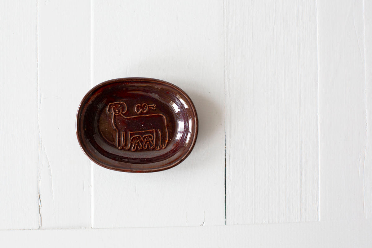 Toranekobonbon Oval Small Dish Brown - Dog