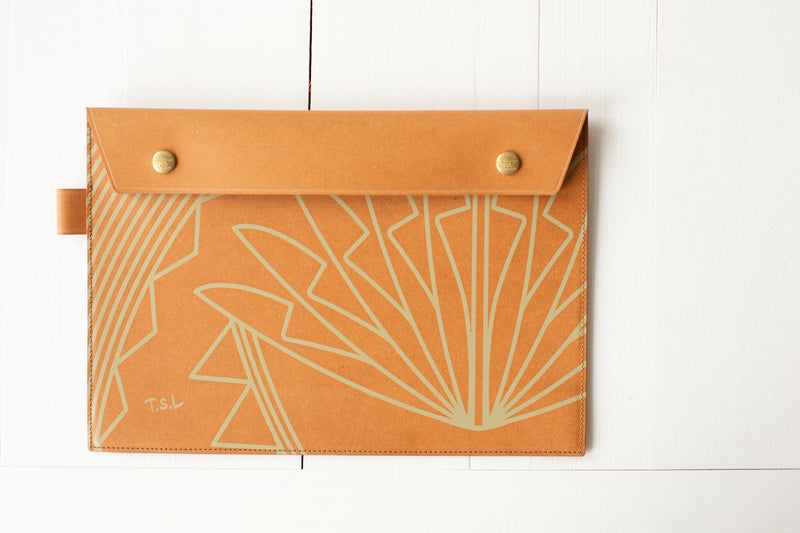 Recycled Leather Document Case - Celadon