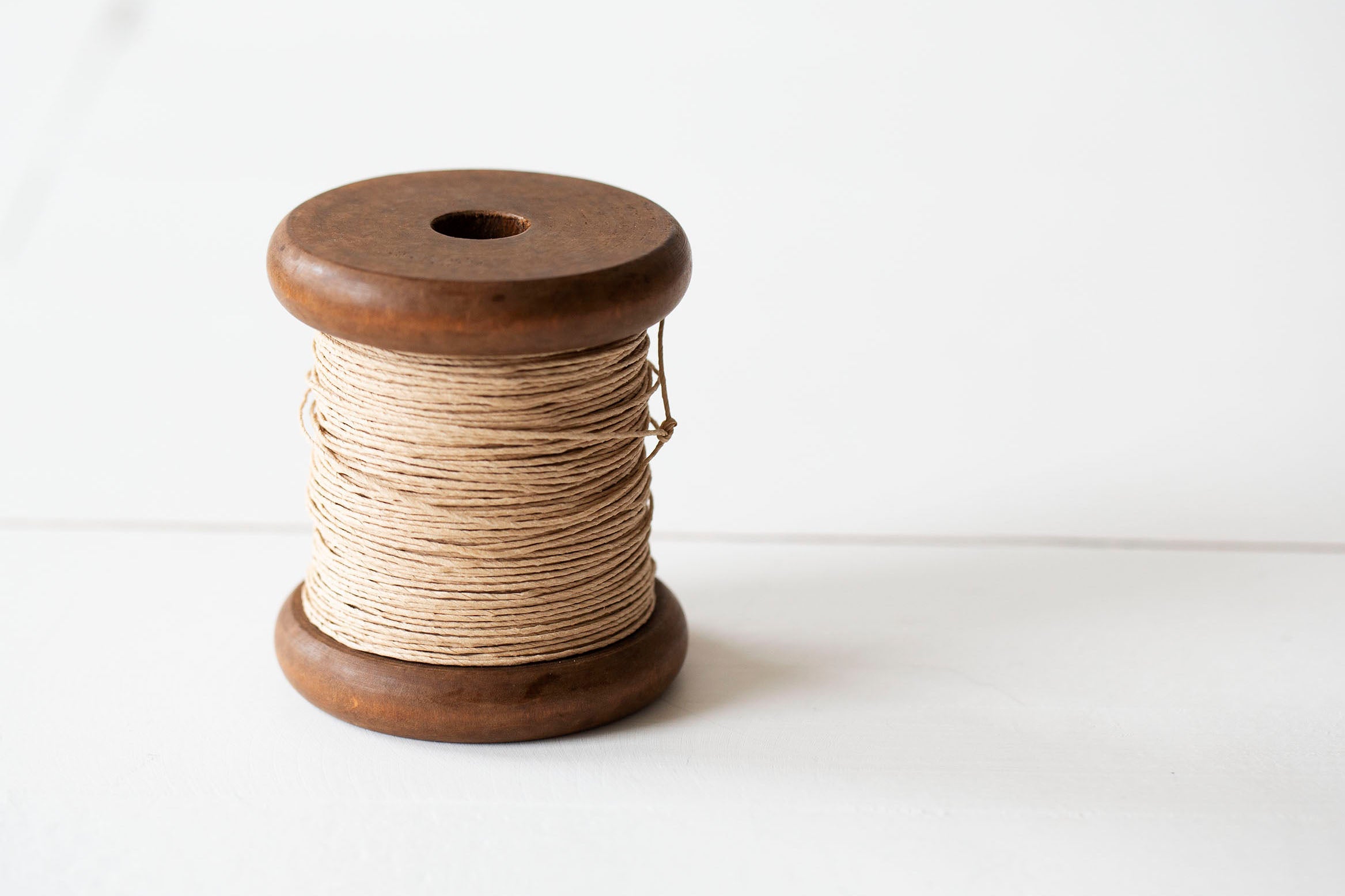 Strong Paper Twine- New Stained Wooden Bobbin: Big