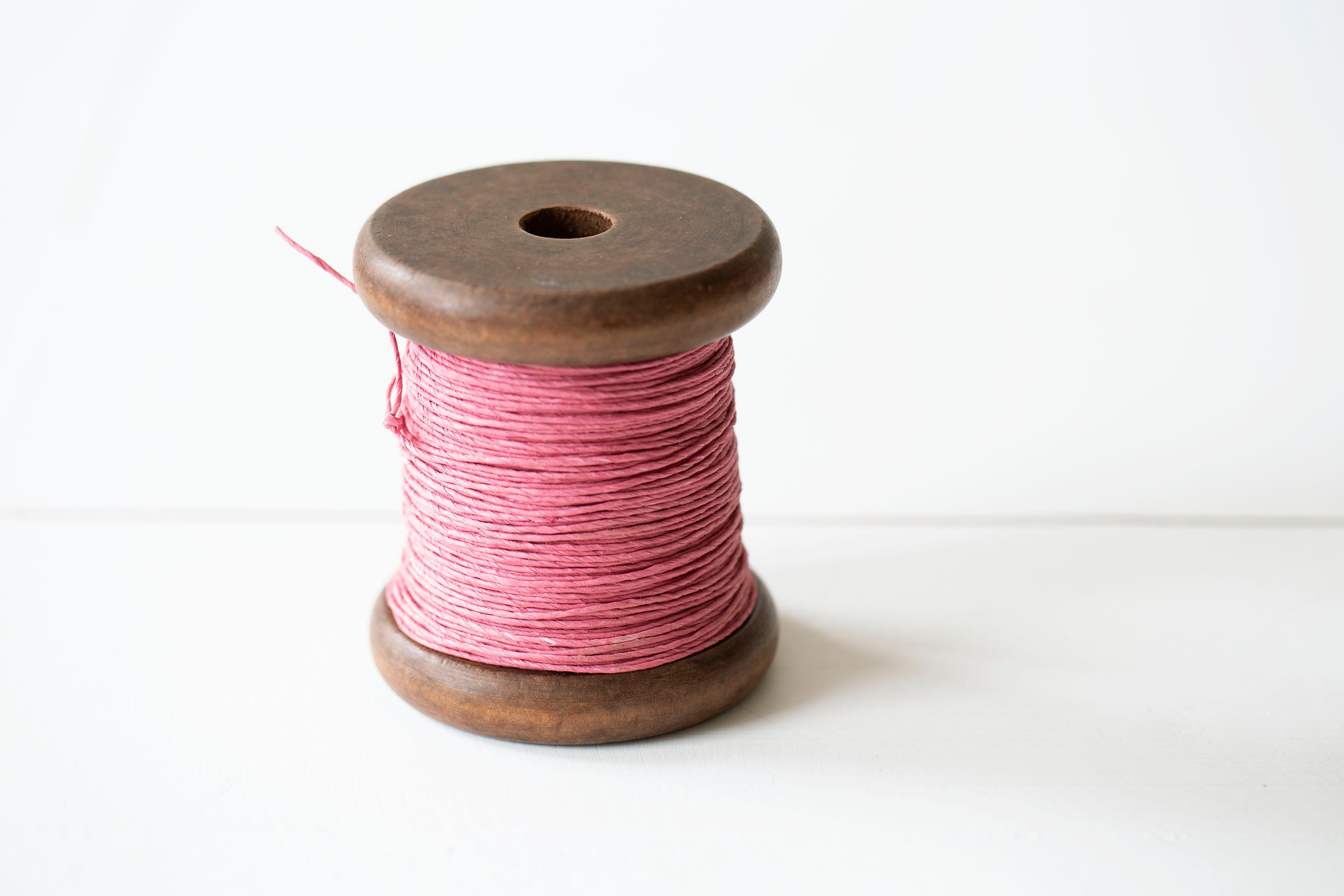 Strong Paper Twine- New Stained Wooden Bobbin: Big