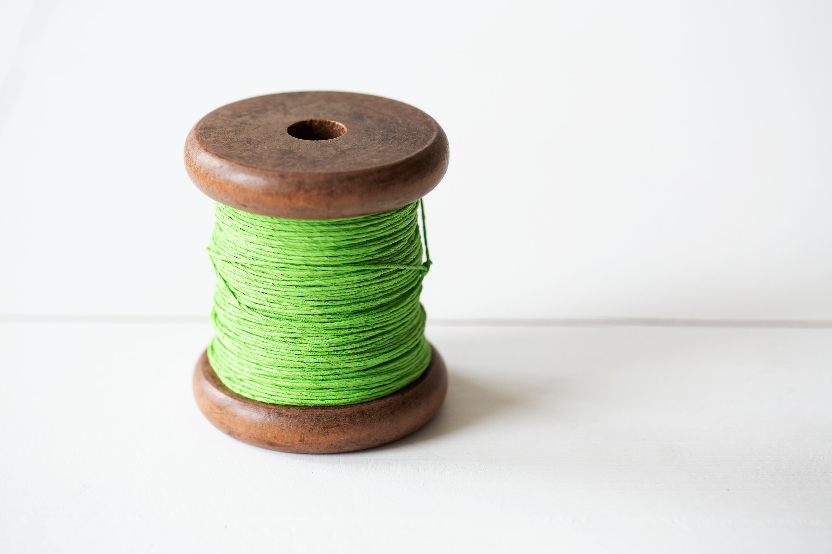 Strong Paper Twine- New Stained Wooden Bobbin: Big