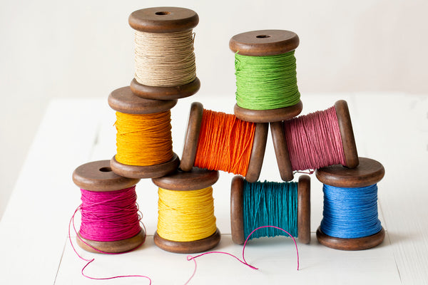 Strong Paper Twine- New Stained Wooden Bobbin: Big