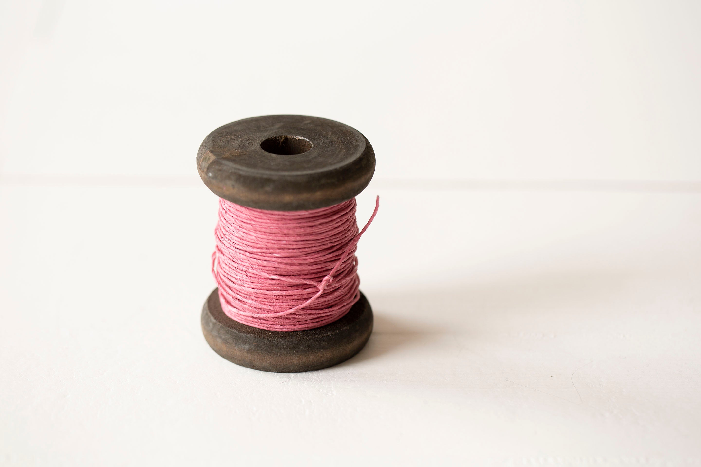 Strong Paper Twine- New Stained Wooden Bobbin: Small