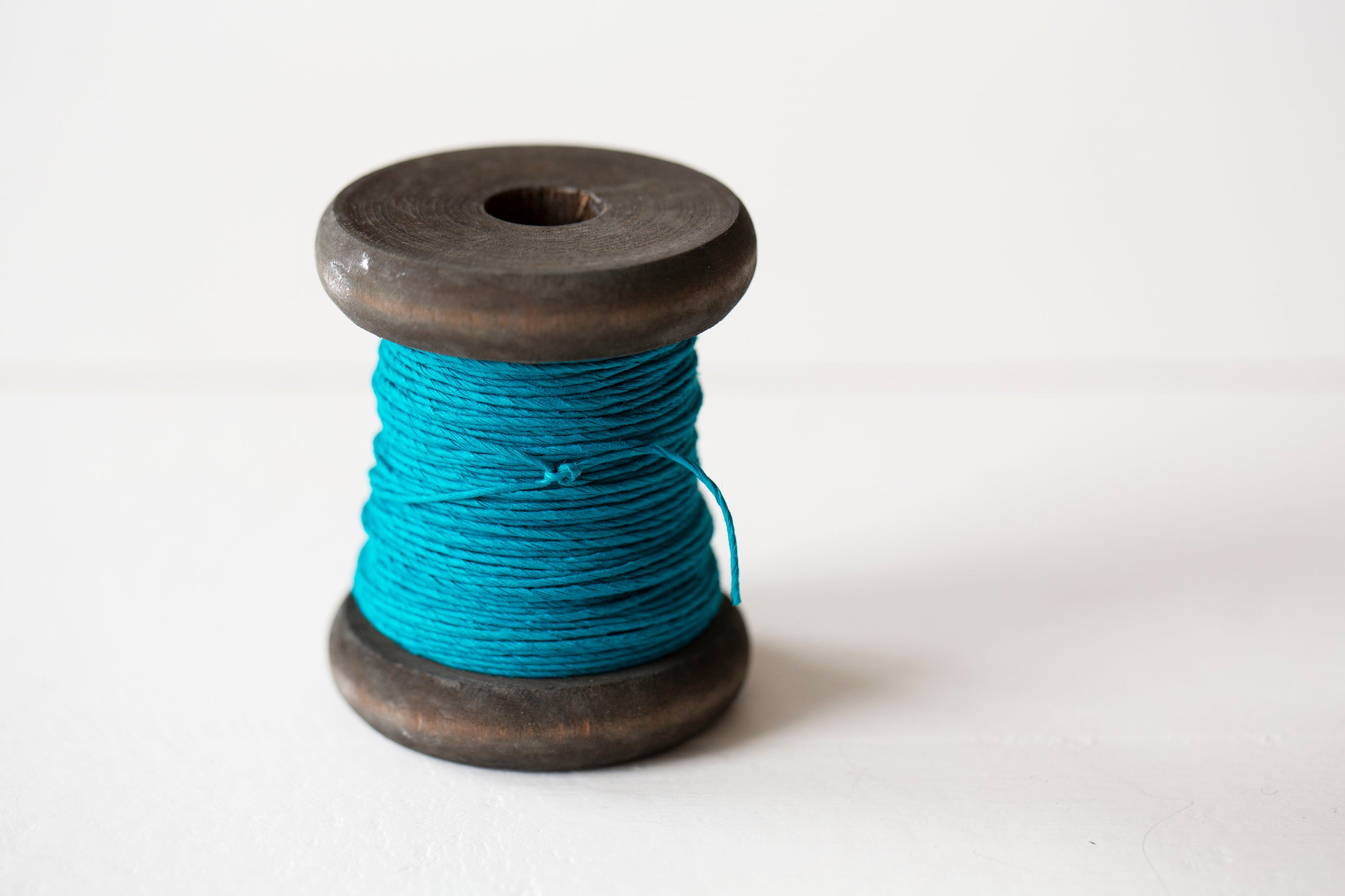 Strong Paper Twine- New Stained Wooden Bobbin: Small