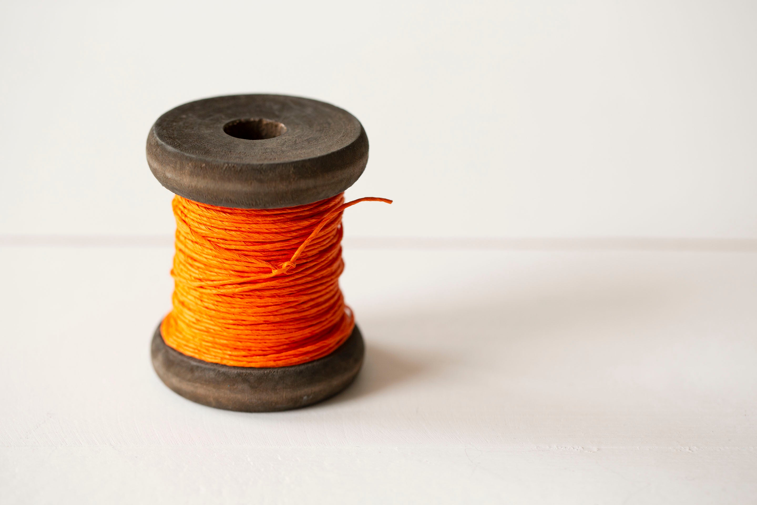 Strong Paper Twine- New Stained Wooden Bobbin: Small