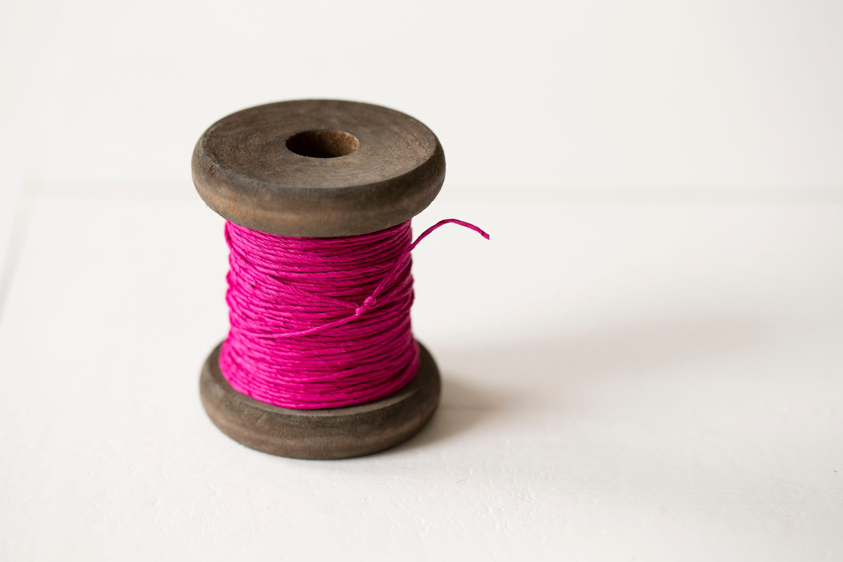 Strong Paper Twine- New Stained Wooden Bobbin: Small