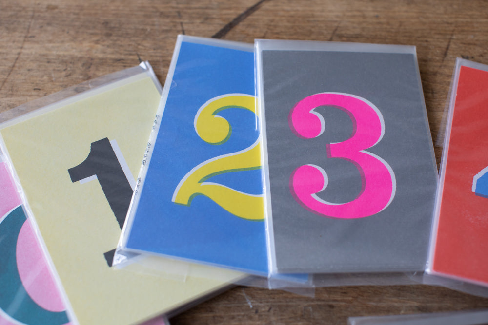 Risograph Printed Number Postcards