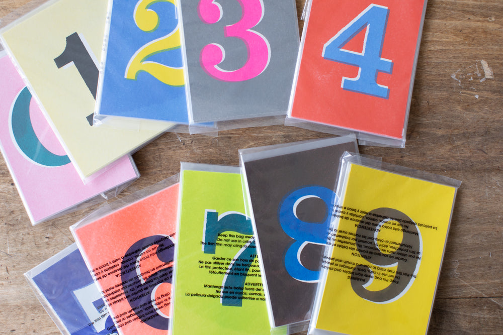 Risograph Printed Number Postcards