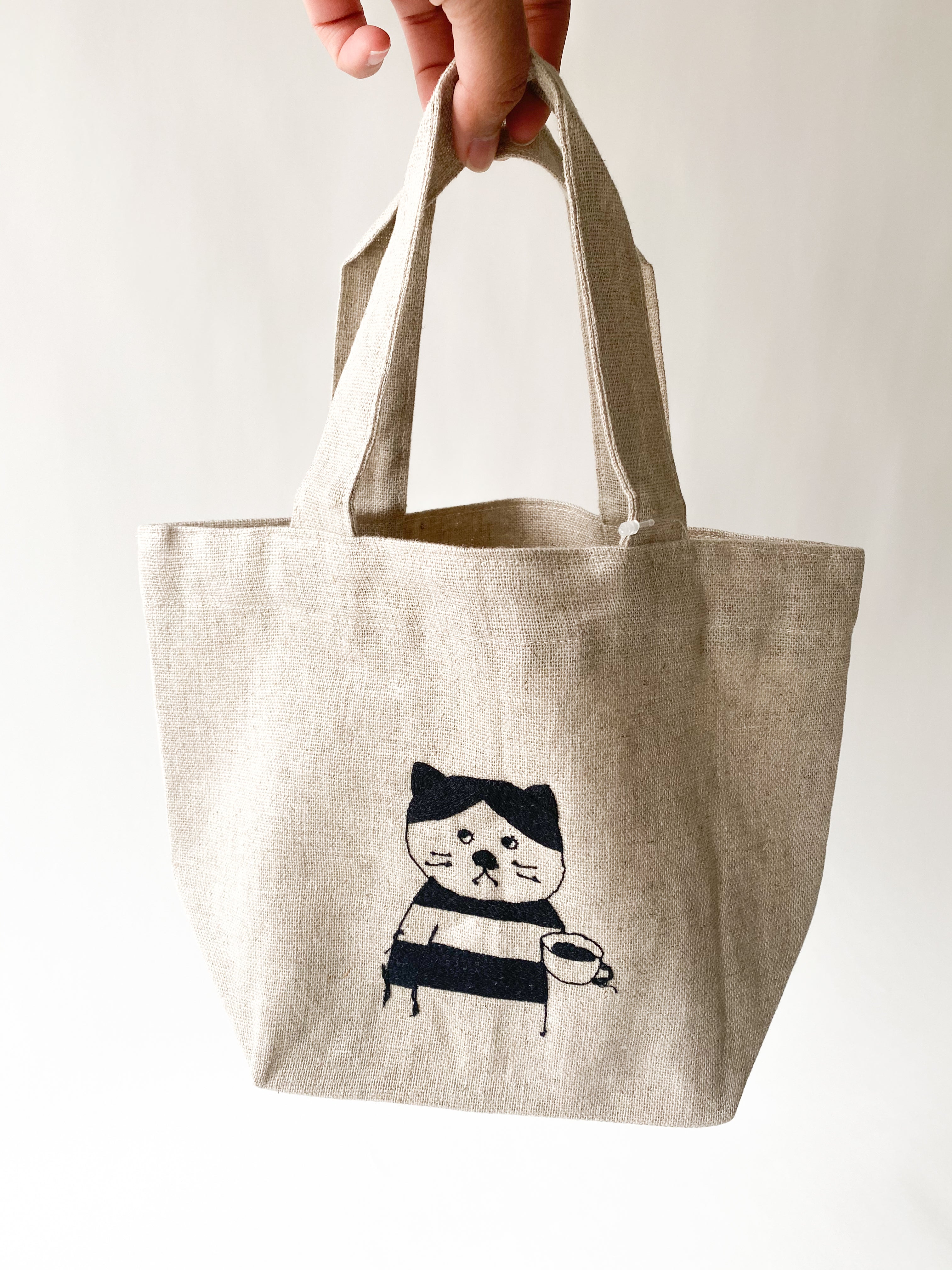 Sennokoto Embroidery Linen Lunch Bag