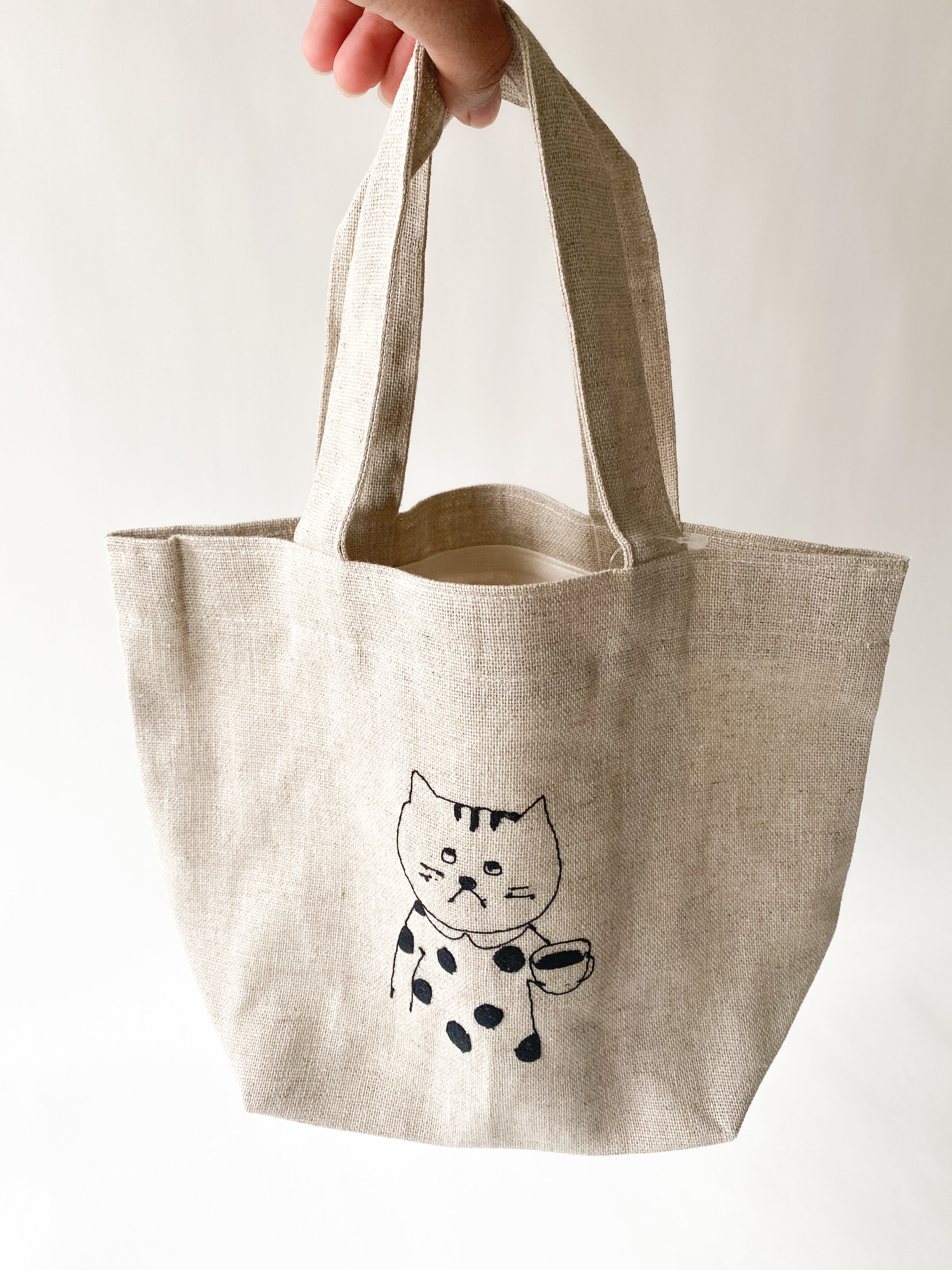 Sennokoto Embroidery Linen Lunch Bag