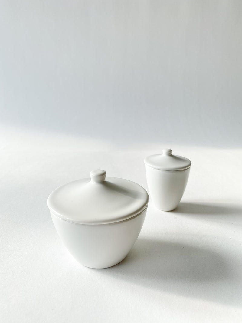 White Porcelain Long Cup Small with Lid