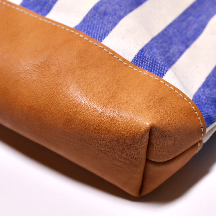Striped Leather-Bottom Shoulder Bag - Small
