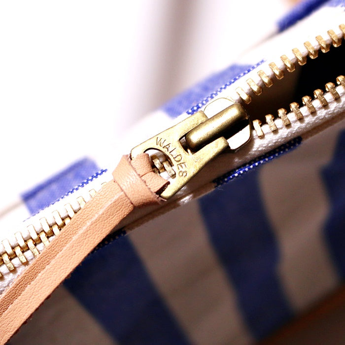 Striped Leather-Bottom Shoulder Bag Deep - Small