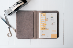 Scratched Leather B6 Notebook Cover - Grey
