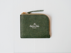 The Superior Labor Scratched Leather Zip Half Wallet - Green